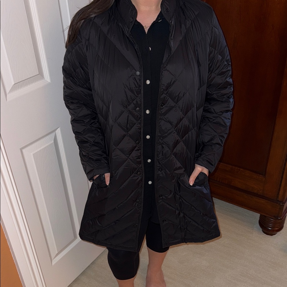 J Jill Black  Quilted Coat NWOT